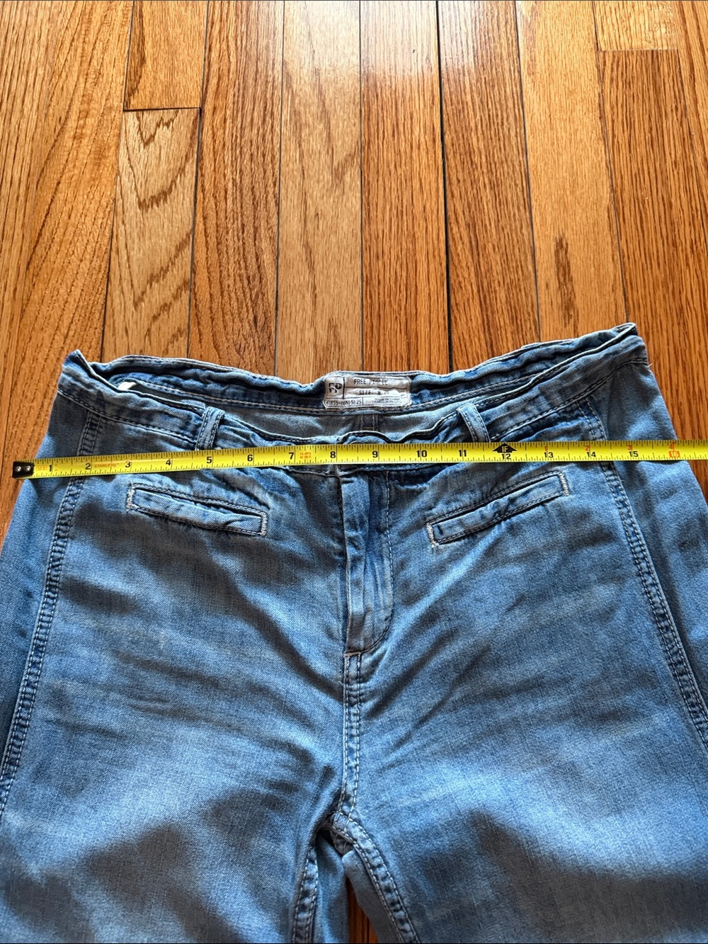Free People Vintage Low Waist Ultra Wide-Leg Flare Jeans with Frayed Hem - Picture 4 of 9
